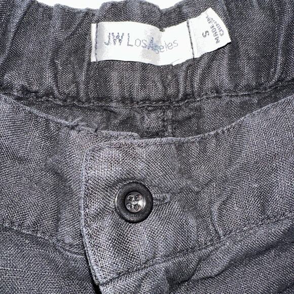 Johnny Was JW Los Angeles Linen Pants Embroidered Wide Leg Cropped Black Boho S - Picture 3 of 7